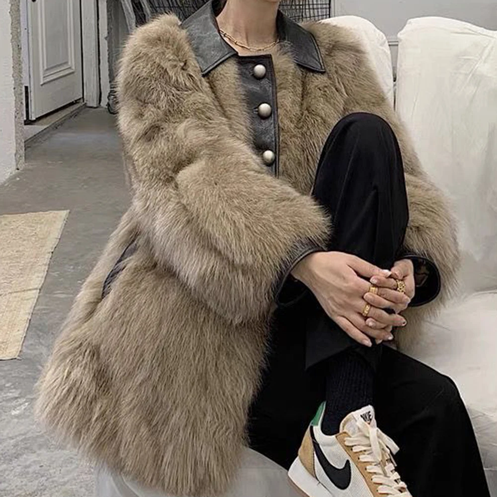 海寧新気質ファッションファーコート冬環境に優しいフォックスファーコート女性用ヤングミディアム＆ロングコート