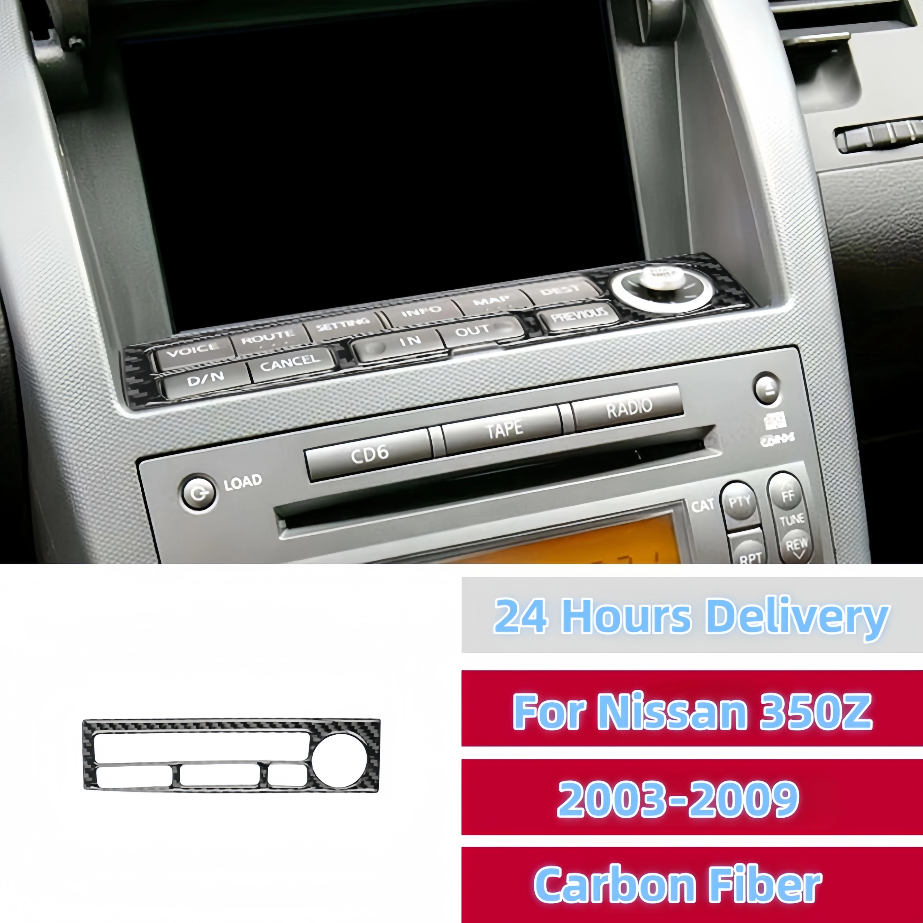 

For Nissan 350Z Accessories 2003-2009 Car Carbon Fiber Interior Navigation Control Button Panel Frame Cover Trim Sticker