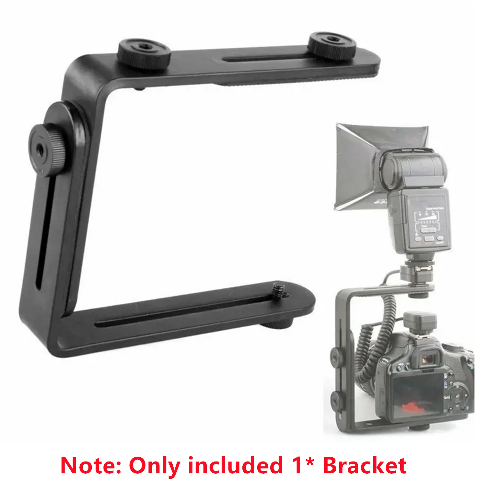 

Dual L-shaped Metal Bracket Kit Camera Flash L Bracket Bilateral Frame Twin Double L Bracket With 4 1/4" Hand Screws Accessories