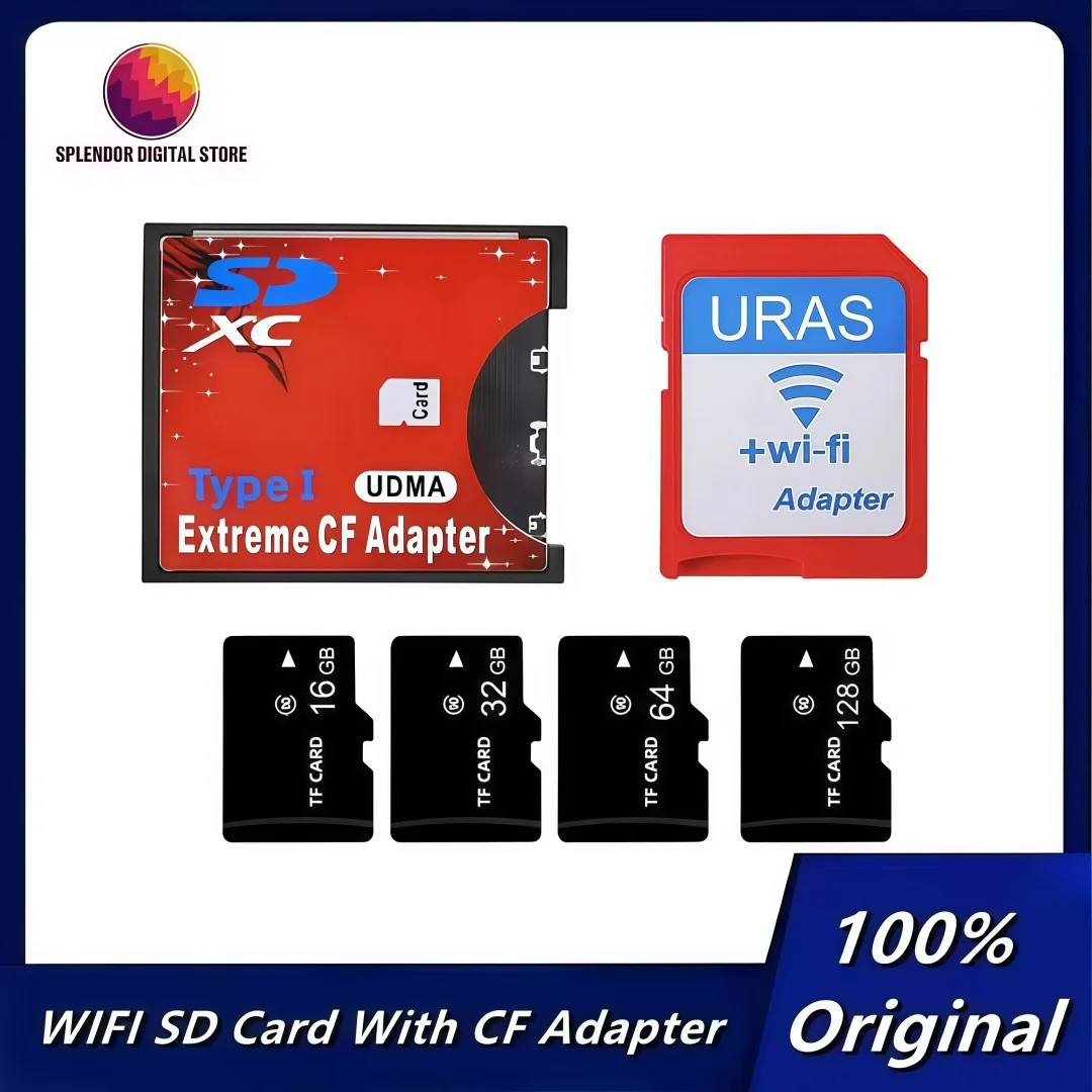 High Quality Wifi SD Card 32GB 16GB With Extreme CF Aadapter  Standard Compact Flash Type I Memory Converter With Wifi SD Card