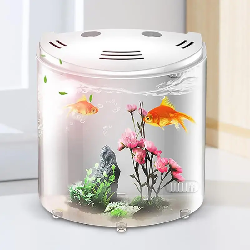 Betta Aquarium Desktop Fish Tanks Transparent Fish Aquarium With Water Pump Betta Snails Crabs Starfish Small Crab Habitats