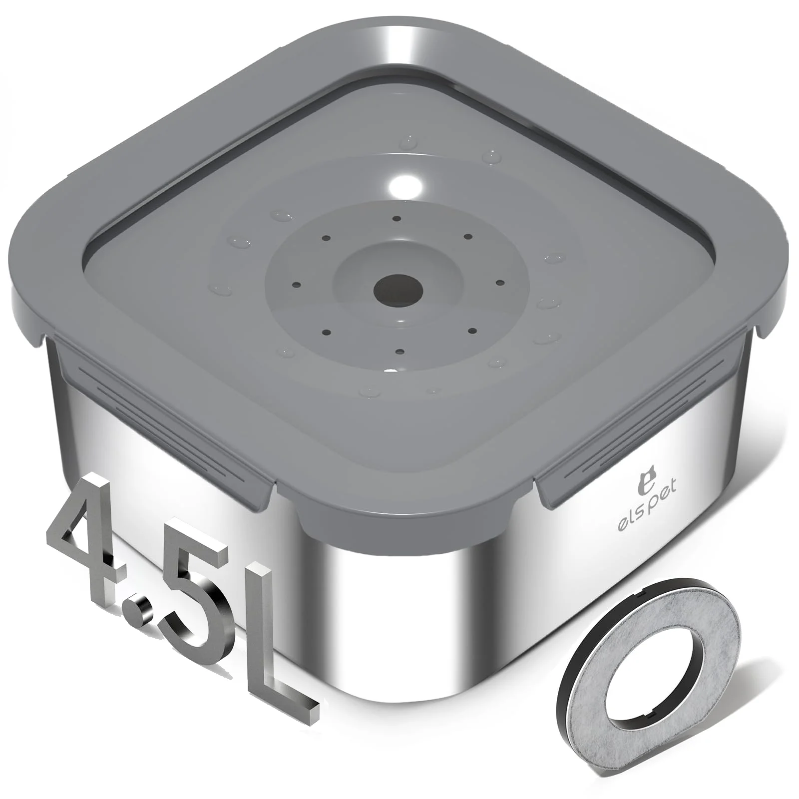 2 in 1 Anti Slip Dog Food Bowls 152oz/4.5l Stainless Steel Water Bowl for Dog Cat Water Fountain With Replacement Filters