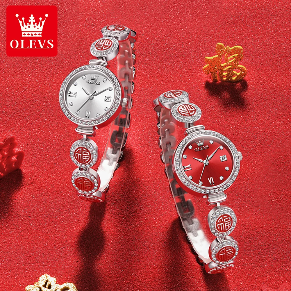 OLEVS Original Elegant Ladies Watches Chronograph Date Quartz Watch Waterproof Luminous Watches For Woman Lucky Dress Reloj 5630