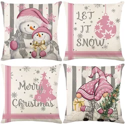 Juste de coussin de Noël rose, taie d'oreiller, décorations pour la maison, décor de Noël, nouvel an, 45cm, 2025