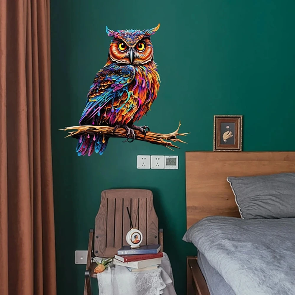 

Colorful Oil Painting Style Cartoon Owl Tree Branch Wall Sticker Living-room Background Kids Room Home Decor Wallpaper Poster