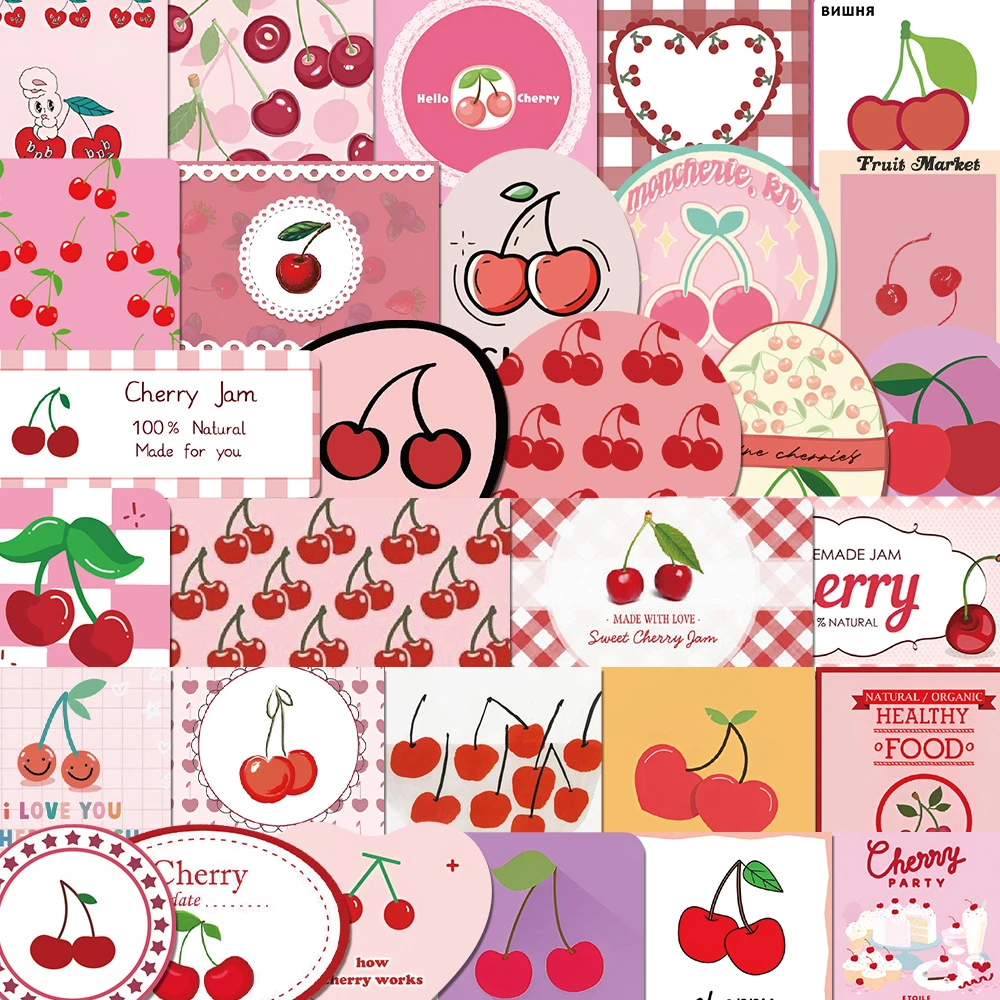 

10/30/50/90pcs Cute Pink Cherry Aesthetic Stickers Decal Laptop Luggage Phone Fridge Scrapbook Car Graffiti Sticker for Girl Kid