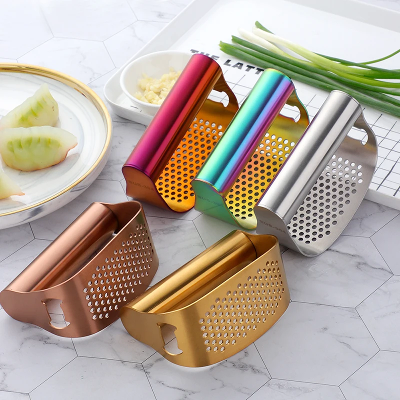 Multifunction Kitchen Gadgets Garlic Press Stainless Steel Manual Ginger Garlic Squeezer Crusher Vegetables Tools Bottle Opener