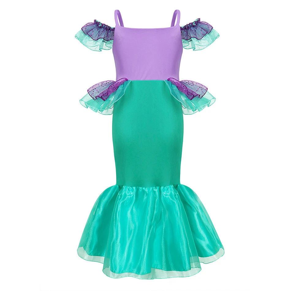 Abito a sirena in pizzo di lusso bambina ricamo a coda di pesce Costume da principessa Kid Birthday Party outfit bambini Ruffle Fancy Sets