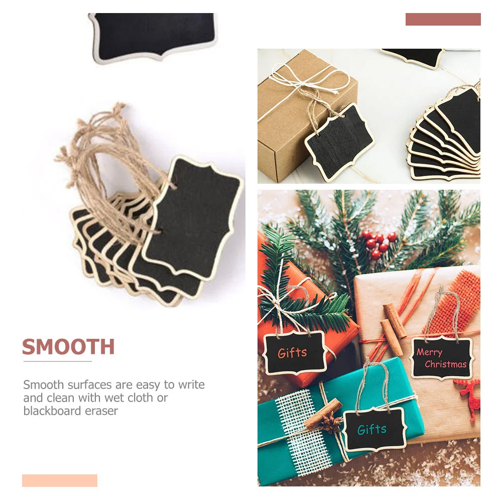 12 Pcs Blackboard DIY Writing Hanging Boards Blackboards Message Note Wooden Crafts Pendant Multi-purpose Decorations Mini