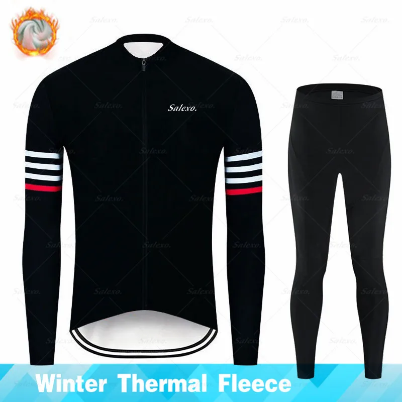 2023 Men Winter Thermal Fleece Cycling Jersey Set Racing Bike Cycling Suit Mountian Black Bicycle Cycling Clothing Ropa Ciclismo