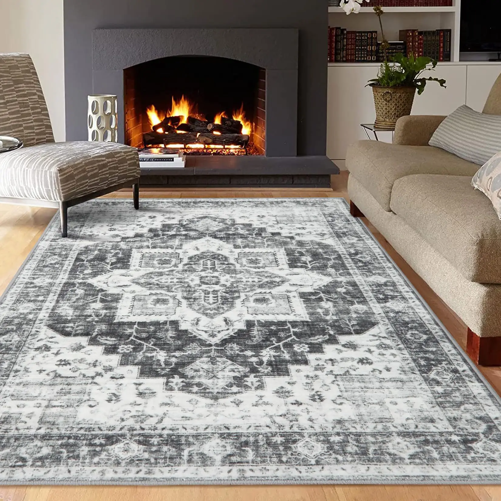 American Retro Carpets Vintage Persian Living Room Rugs Soft Light Luxury Bedroom Decor Carpet Bedside Kitchen Non-slip Area Rug