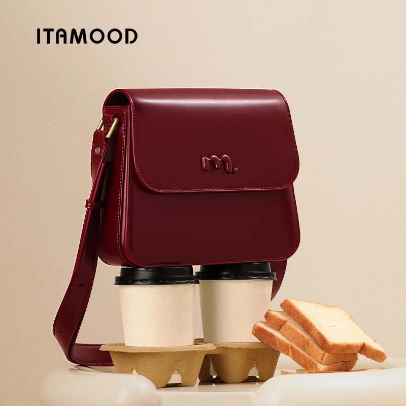 

ITAMOOD Ankara Red Square Bag Original Luxury Design Brand Shoulder Bag Hardware Logo Saddle Bag Christmas Gift Women’s Handbag