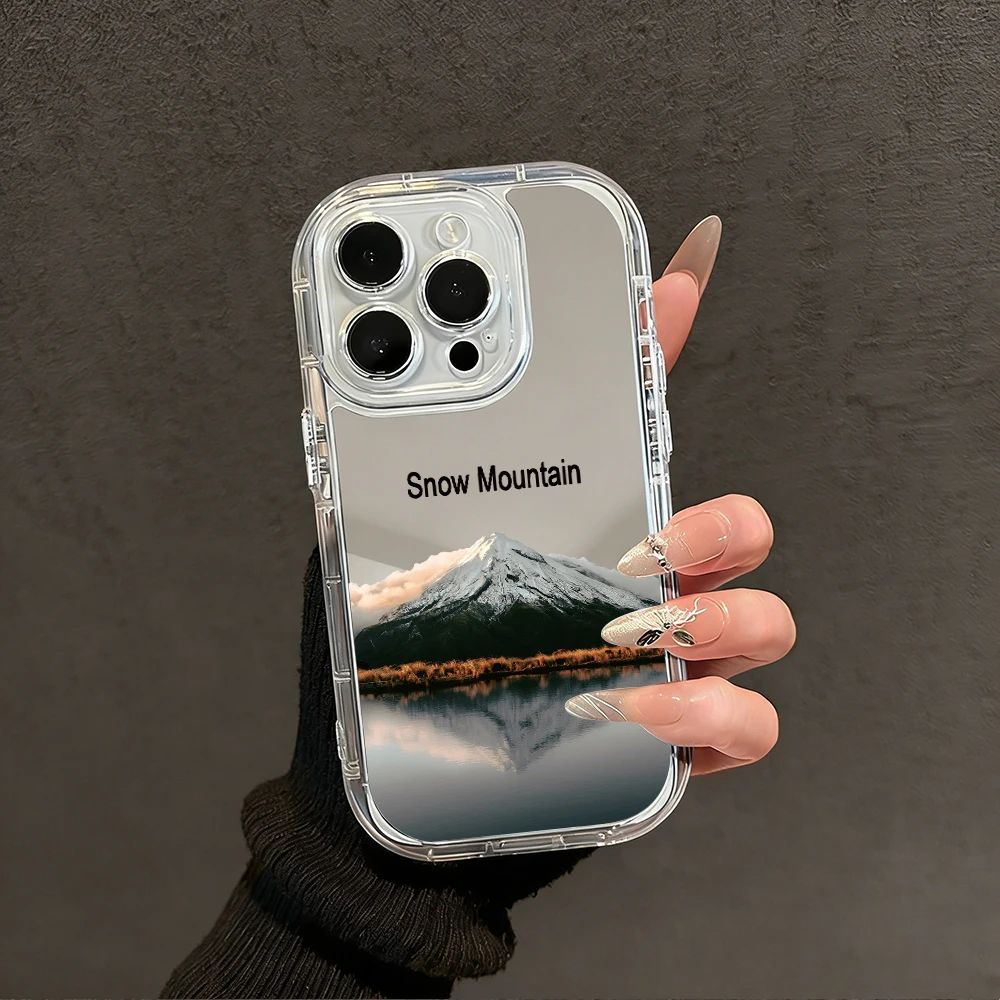 Modische Schneeberg-Gletscher-Spiegel-Handyhülle für iPhone 17 15 14 16 Pro Max 13 12 11 Pro XR XS 8 Plus 17Air Stoßfeste Hülle – Detail 3