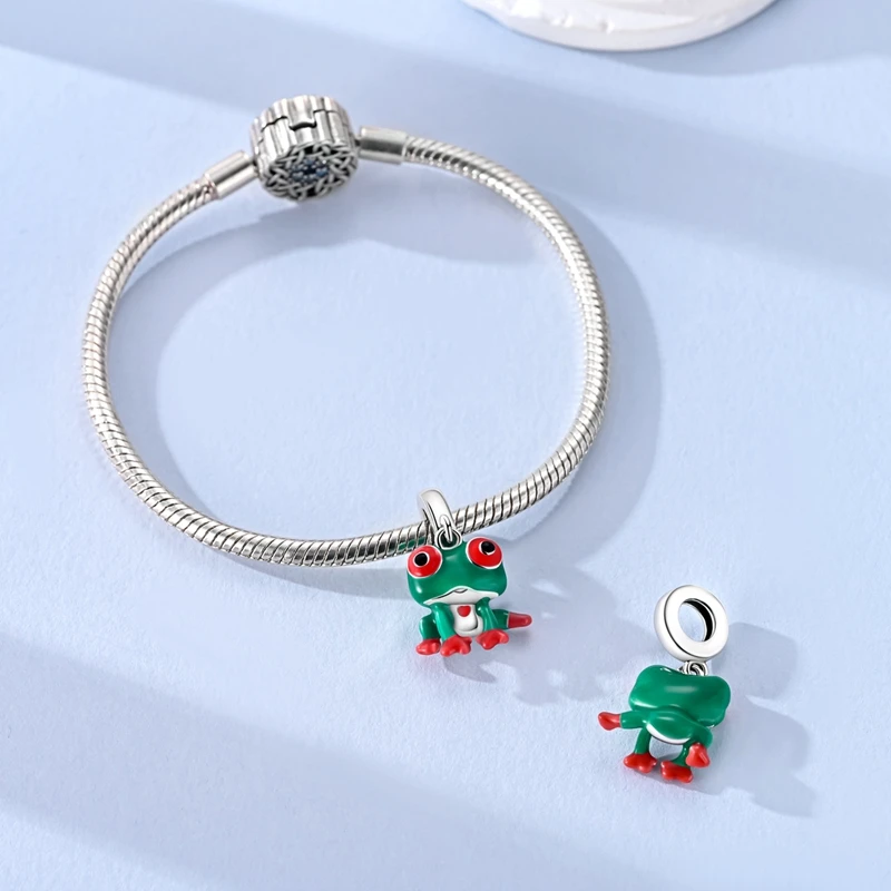 

925 Sterling Silver Charms Bead CZ Zircon Tree Frog Dangle Fit Original Bracelet DIY Women Jewelry Gift