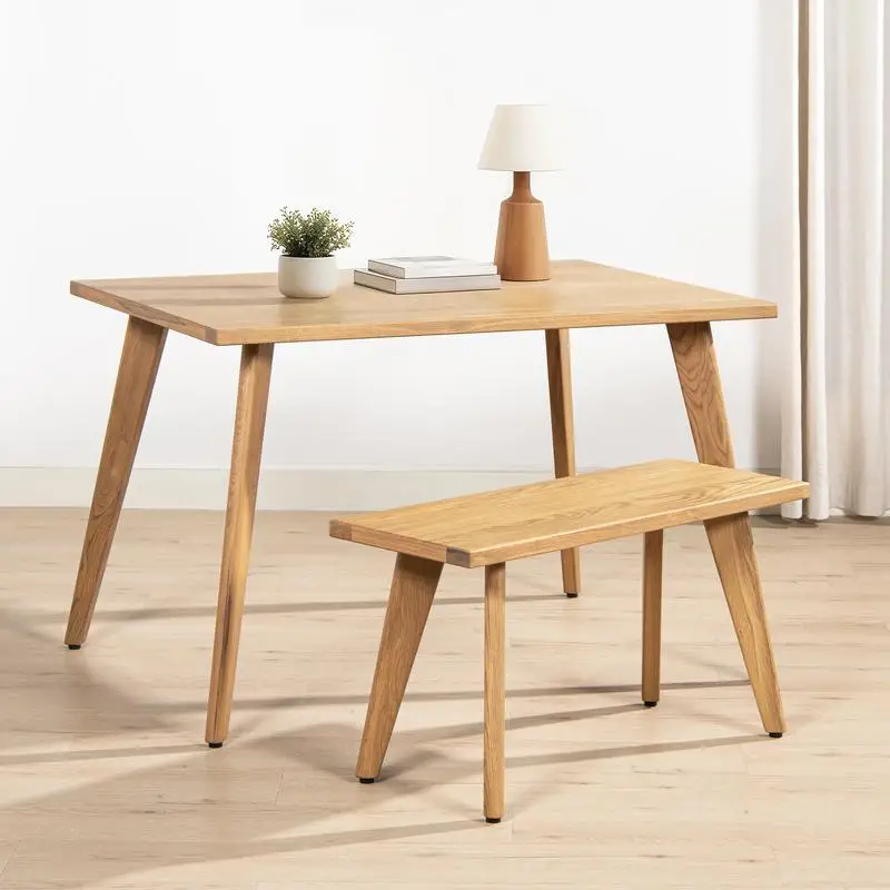 مقعد من خشب البلوط الأحمر الصلب، 35.5 بوصة، لمسة نهائية بنية طبيعية #1