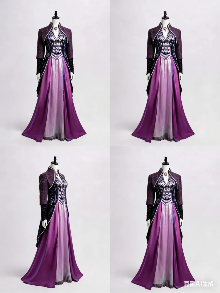 

Agatha Harkness WandaVision Cosplay Costume Purple Witch Gown Halloween Fantasy Role Play Dress Full Set For Women AniMuse