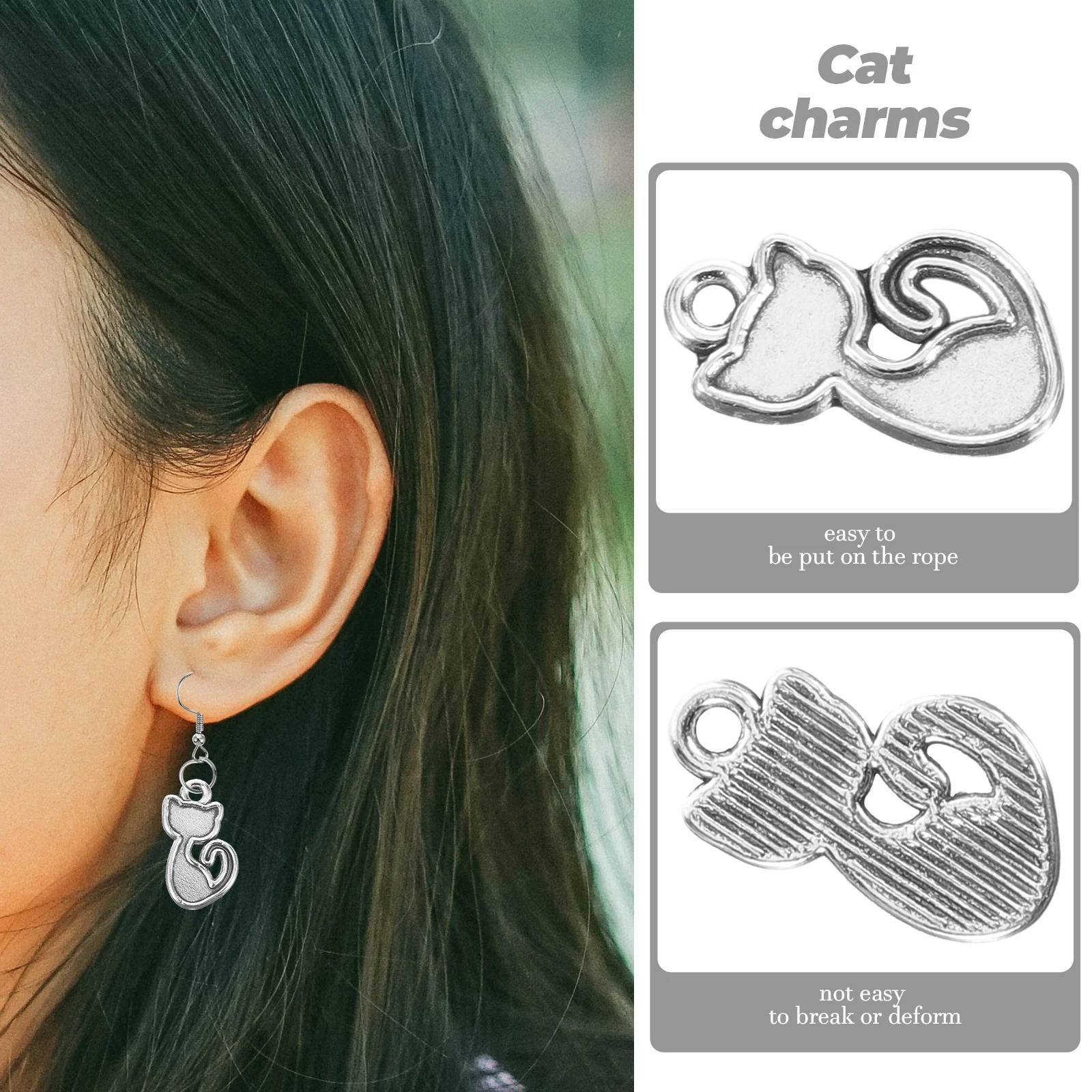 

100Pcs Cat Charm Pendants Retro Small Cat Charms Alloy Jewelry Charms DIY Necklace Bracelet Earrings Accessories