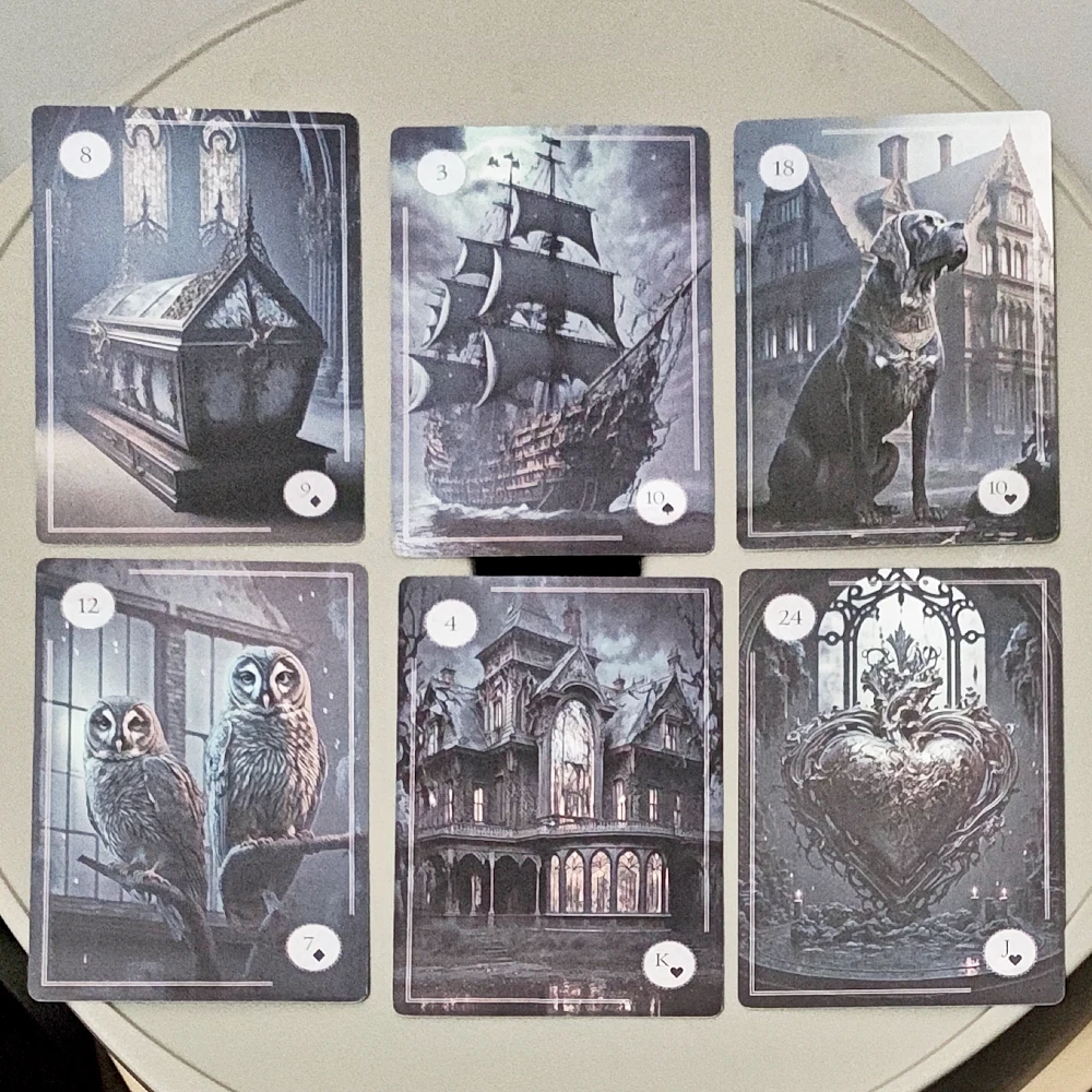 Jeu de cartes Oracle Lenormand The Moonlight Night, 44 cartes de divination fantastique gothique, cartes en carton doublement gaufrées 9*6cm