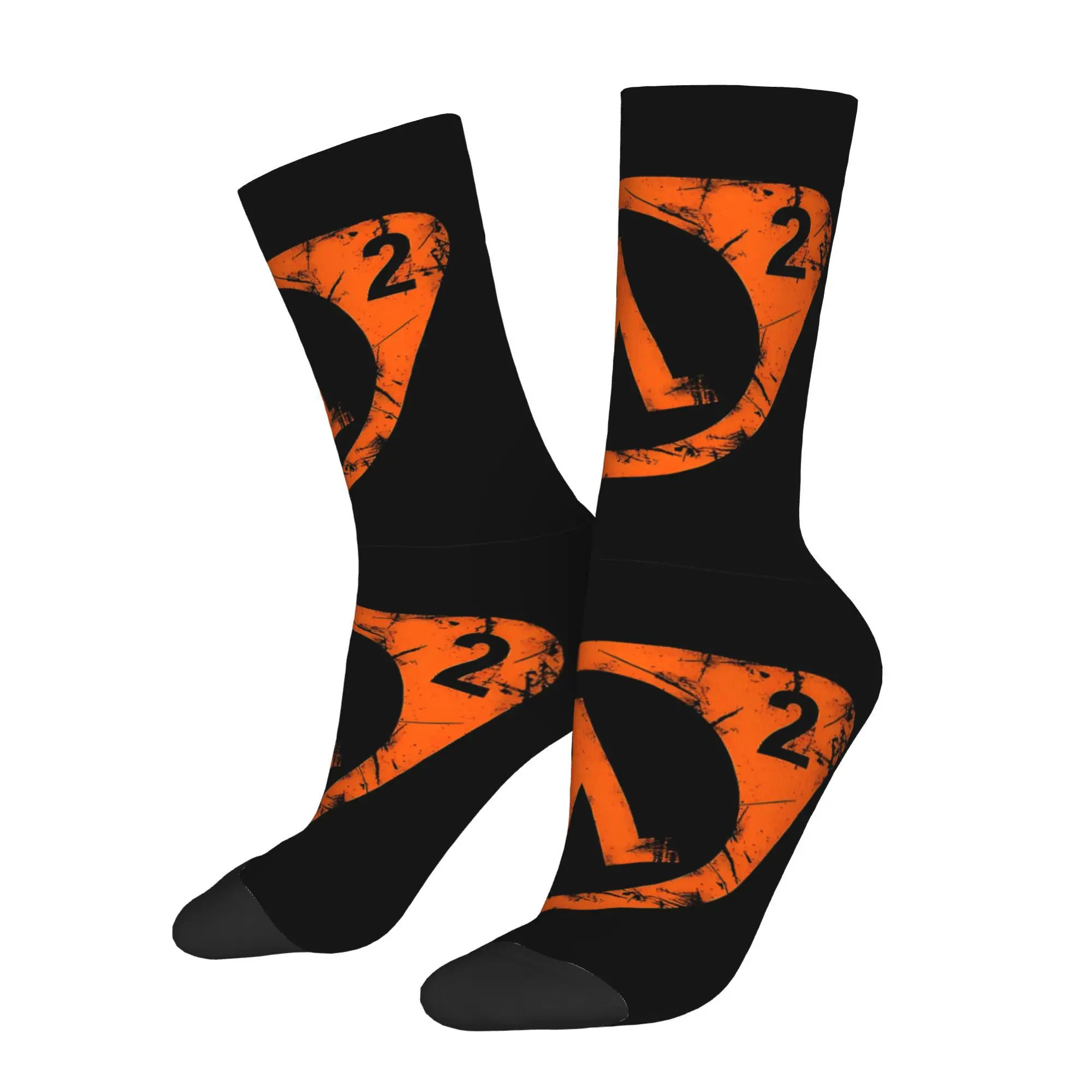 

1pc Orange Printed Men's Socks Novelty Hip Hop Harajuku Pattern Crew Sock Casual Gift