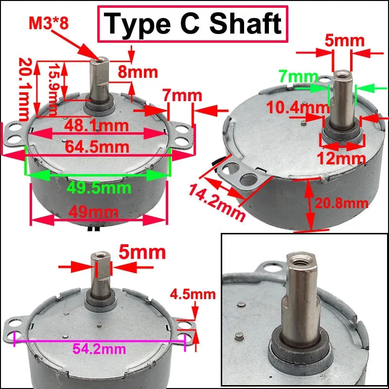 5V/6V/9V/12V/24V Micro Brushless DC Synchronous Motor 4W Low RPM 0.9-60RPM 50Hz BLDC In DC Motor For Fan Microwave Oven Motor