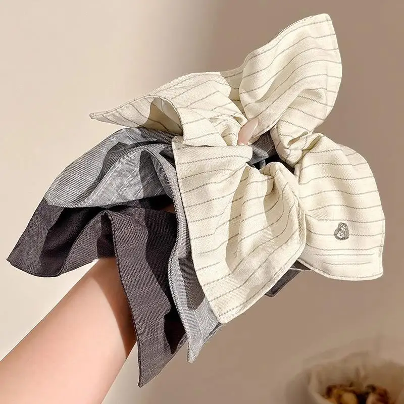 

Elegant Square Scrunchies Romatic Stripe Hair Ties Vintage Niche Design Square Hair ties Ponytail Holder Hair Accessories