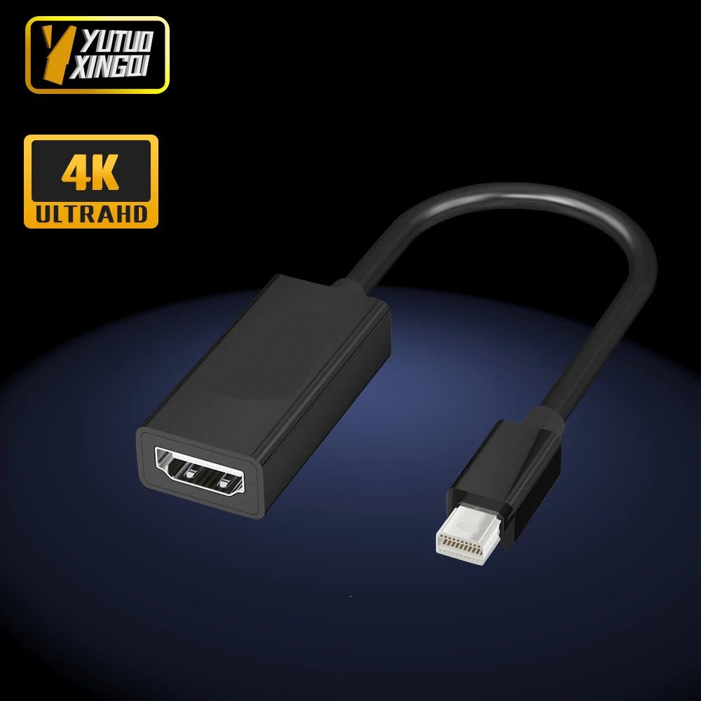 Adaptador de Conversão Mini Displayport para HDMI, Conversor de Alta Definição, Ligação para Computador e TV, MiniDP, 4K, 1080P