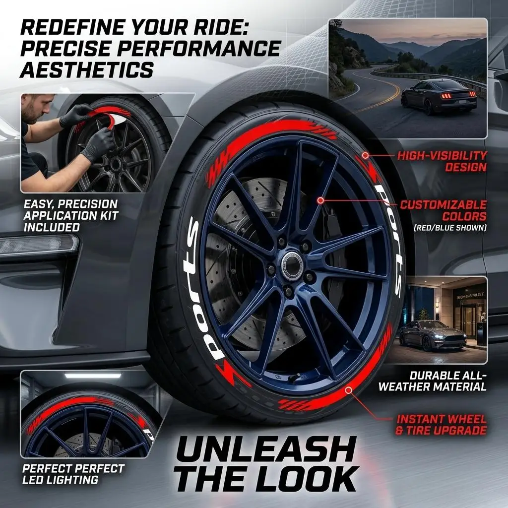 3D Car Tire Letter Stickers Letter Decal Sport Tyre Sidewall Alphabet Sticker Stylish Wheel Waterproof Stickers Adhesive-Free