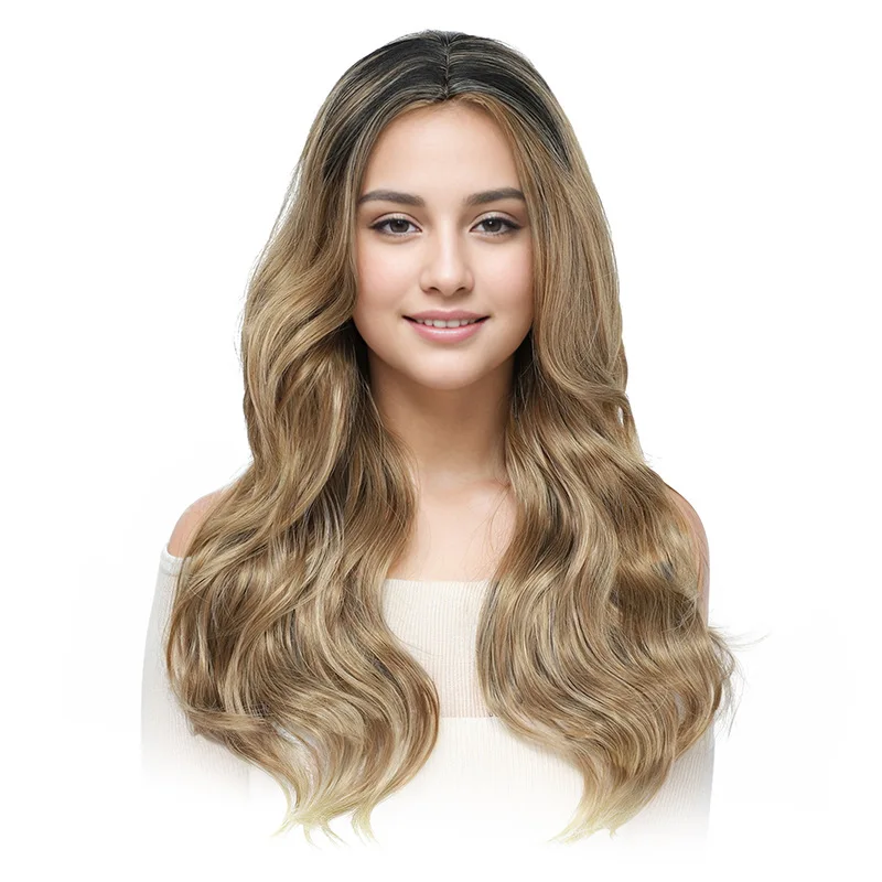 European and American women with long hair, big waves, naturally split long curly hair, wig, full head cover