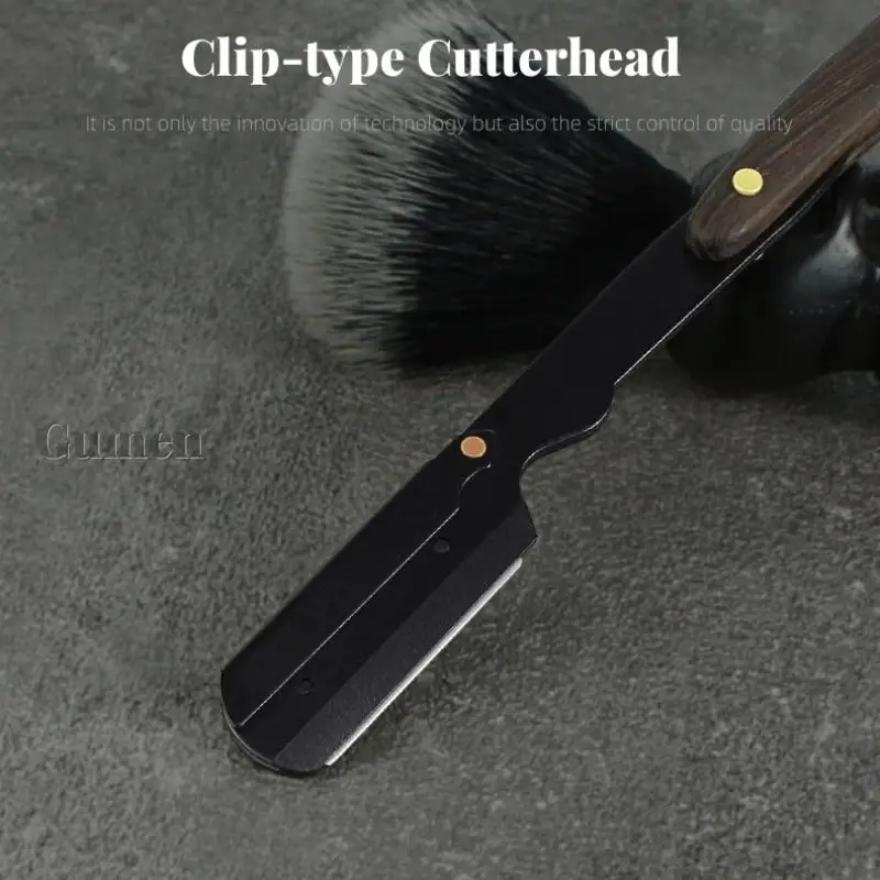 Men Stainless Steel Straight Razor Set Chicken Wing Wood Handle Barber Manual Folding Shaving Knife Beard Shaver With 10 Blades