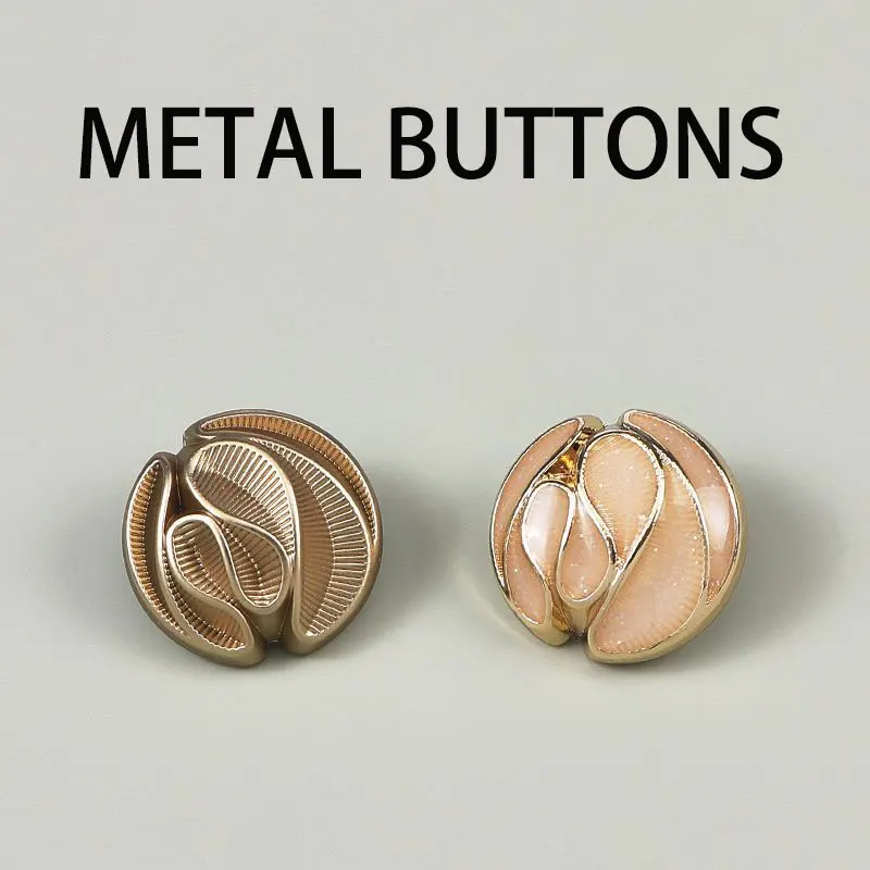 10PCS Gold Metal Buttons for Coats/Dresses/Jackets, Striped Vintage Shank Buttons, Elegant Simple Decorative Sewing Accessories