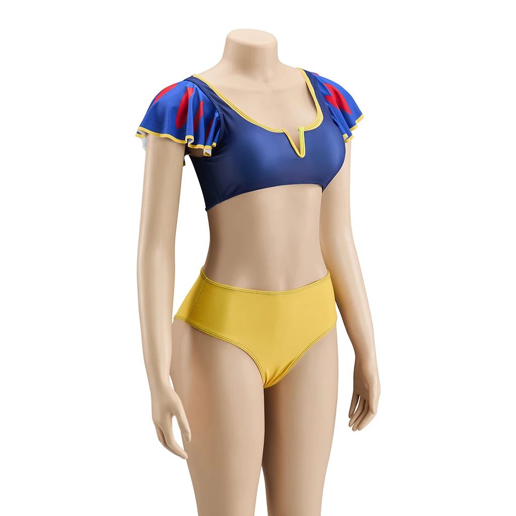 공주 코스프레 수영복 애니메이션 의상 여성 섹시 크롭 탑 반바지 비키니 세트 할로윈 풀 파티 수영복 Comic Con