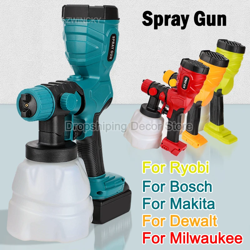 

1200ML Electric Spray Gun Home Cordless Paint Sprayer HVLP Auto Furniture Steel Airbrush For Makita/Dewalt/Milwaukee/Bosch/Ryobi