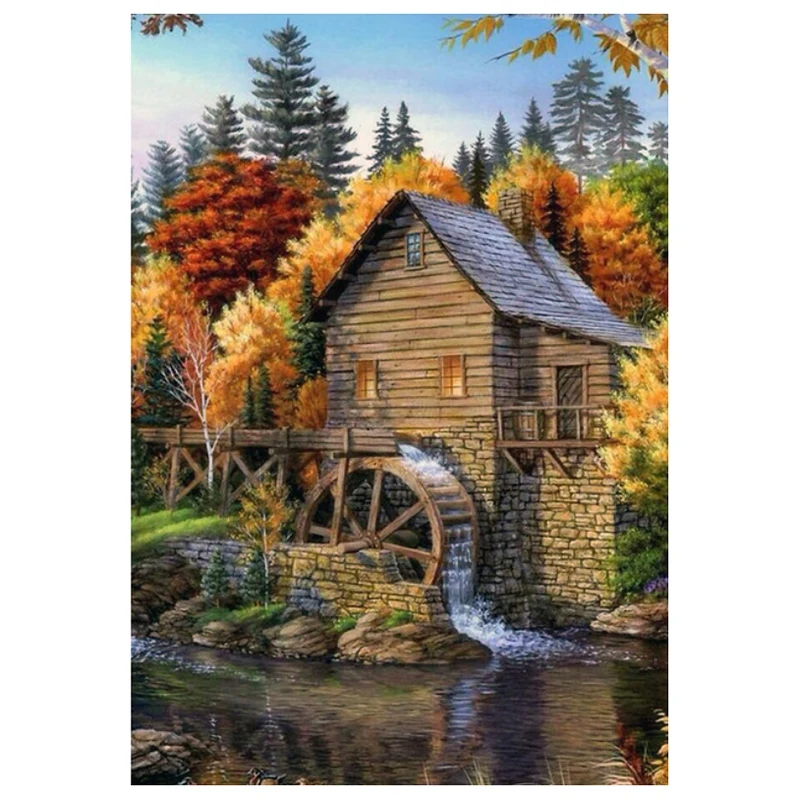 Алмазная живопись «сделай сам», алмазная мозаика, круглый алмазный крест, украшение для гостиной, ремесла, водный домик