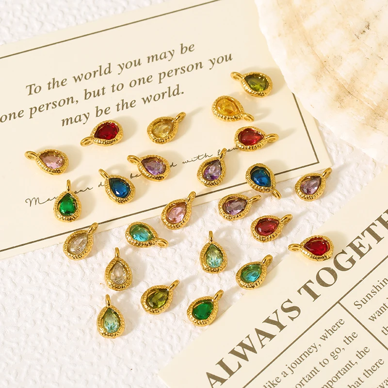 

5pcs Stainless Steel Transparent Drop Crystal Charms for Jewelry Making DIY Earrings Bracelet Necklace Jewelry Materials Finding