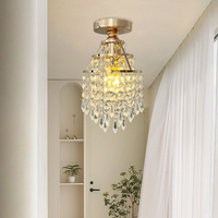 1Pc gold artificial crystal ceiling light E27 bulb base, suitable for corridor, lobby, kitchen lighting fixtures (without bulbs)