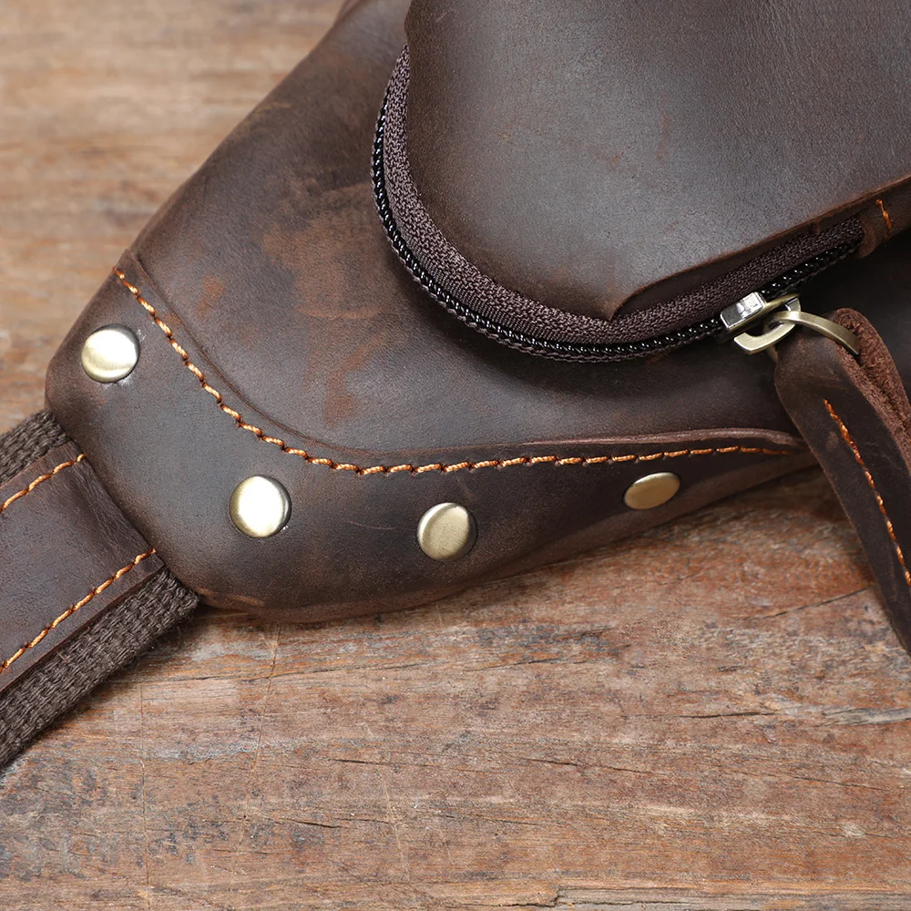 S.WORKER Echtleder Herren-Umhängetasche | Retro Crazy Horse Leder Tagesrucksack Umhängetaschen für Männer – Detail 23