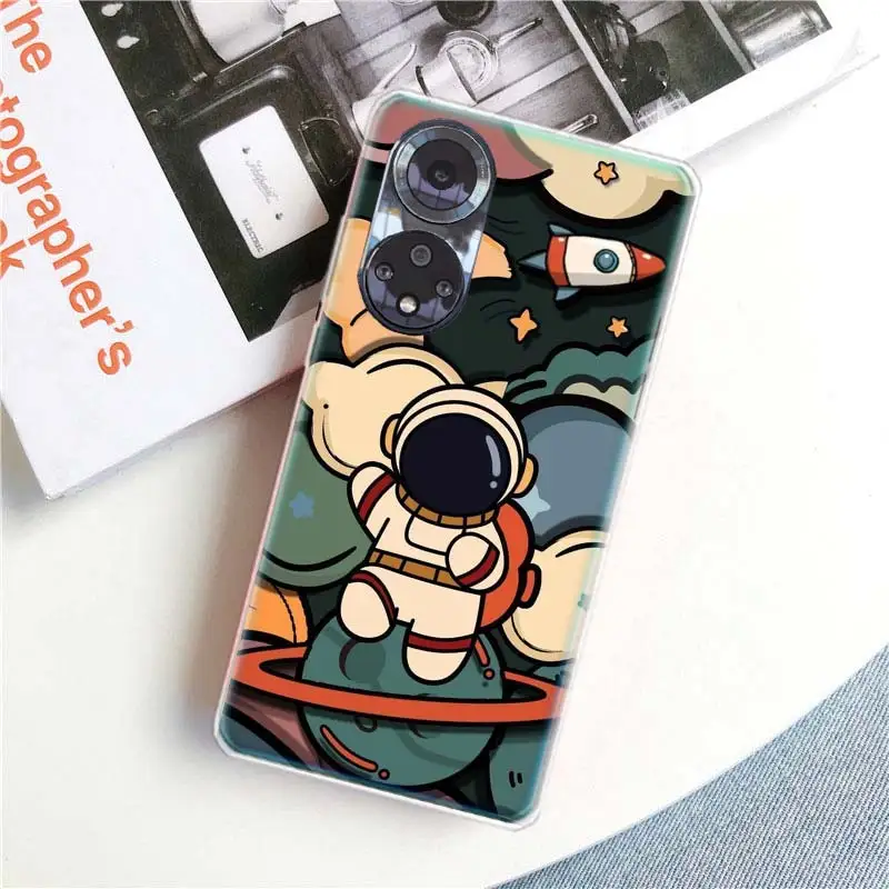 Cartoon Schattige Astronaut Fundas Telefoon Hoesje Voor Huawei P Smart Z 2021 Y5 Y6 Y7 Y9 Honor 50 20 Pro 10i 9 Lite 9x 8a 8S 8X7S 7x 7a C