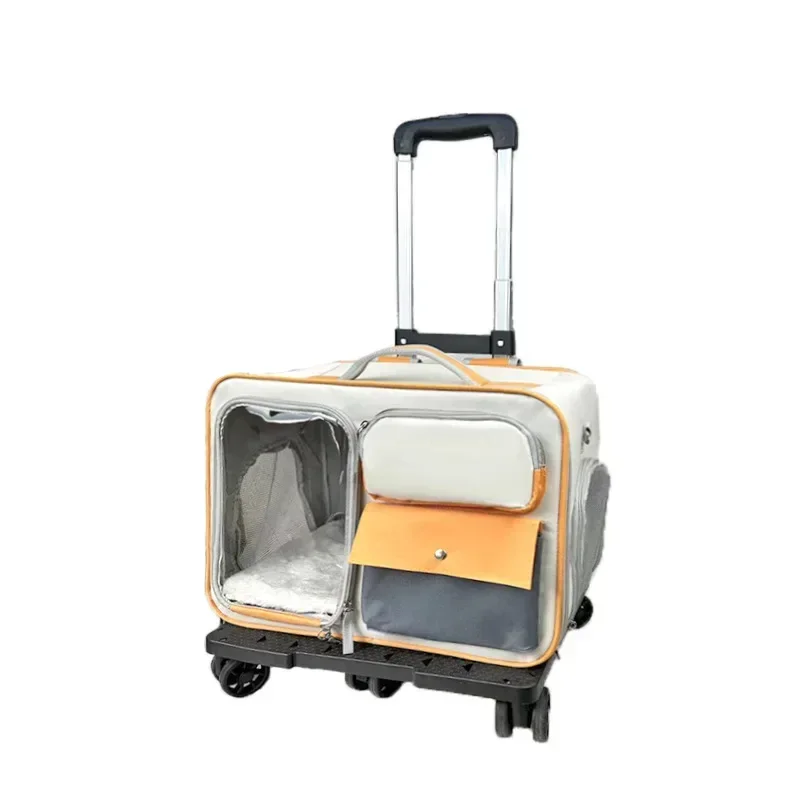 Cat Carrier Bag Pet Trolley Case Small Dog Luggage Bags Portable Backpack Pushable Shoulder/portable/diagonal Bag Detachable