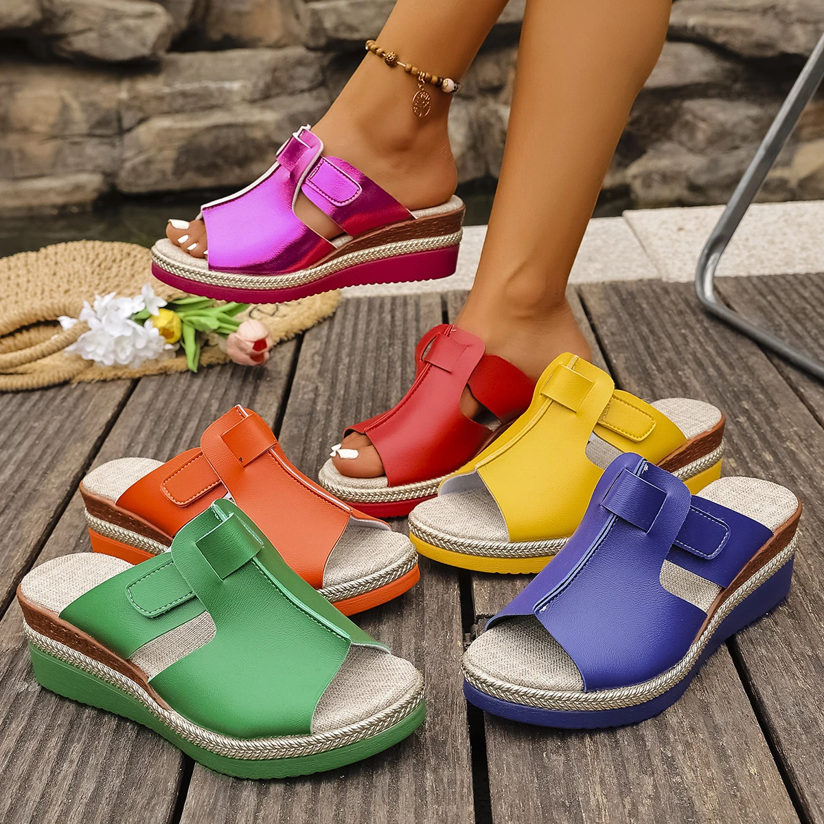 

2025 New Women Trend Platform Sandals Lightweight Sandals Fish Mouth Fashion Casual Slip-On Wedge Shoes Women Zapatos De Mujer