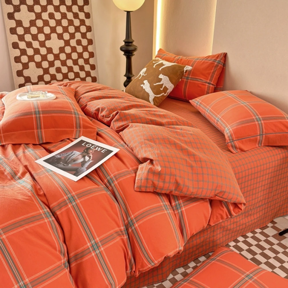 100% Cotton Duvet Cover Plaid Style Bedding Blanket Covers 160x210 Quilt Cover HoussedeCouette 220x240 (Pillowcase Need Order)