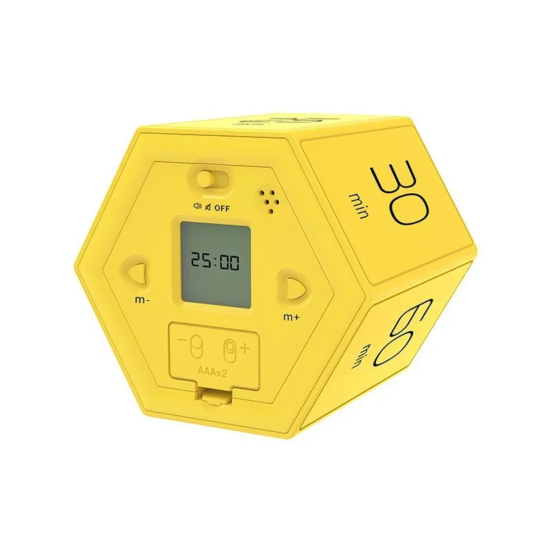 Rotatable Hexagon Flip Countdown Timer Gravity Sensing Multi‑Side Preset Time Timer for Home Study Kitchen Sport