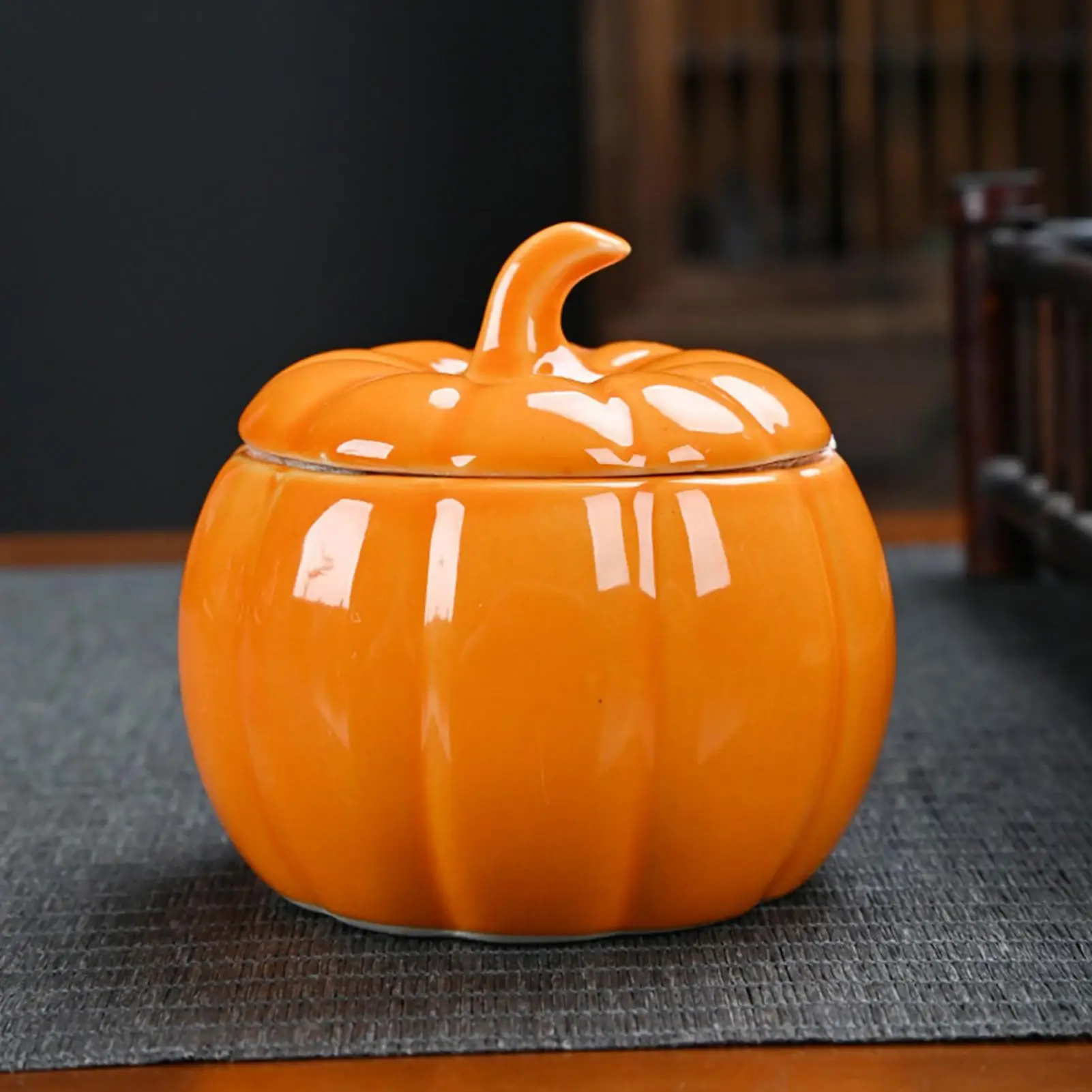 Tarro de calabaza para Halloween, tarro de galletas de calabaza de cerámica, decoración del hogar de otoño de Acción de Gracias, botes de comida para fiesta, dormitorio y sala de estar