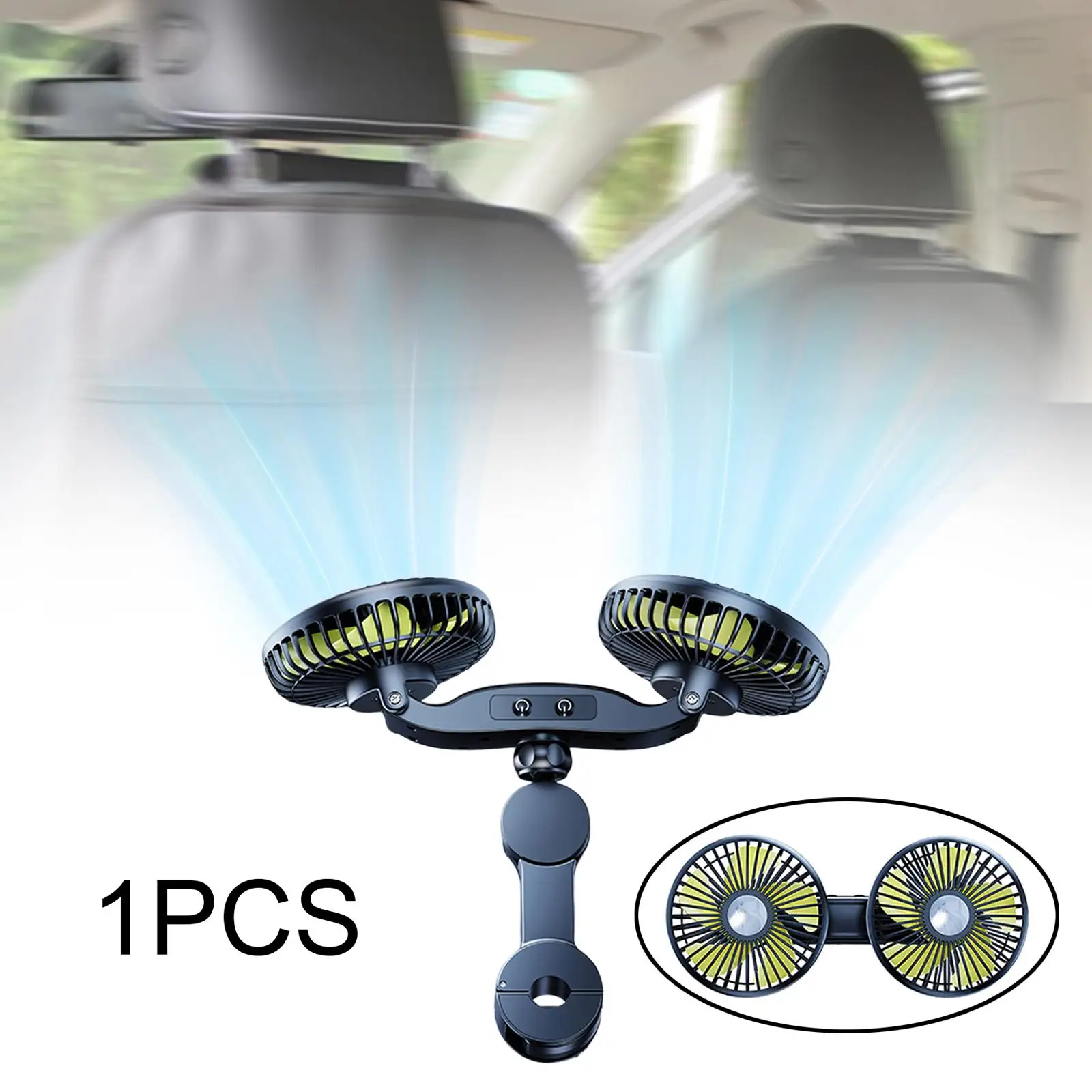 汎用車用ファン 後部座席用 3段階速度調整 充電式 RV車用シートヘッドレストファン