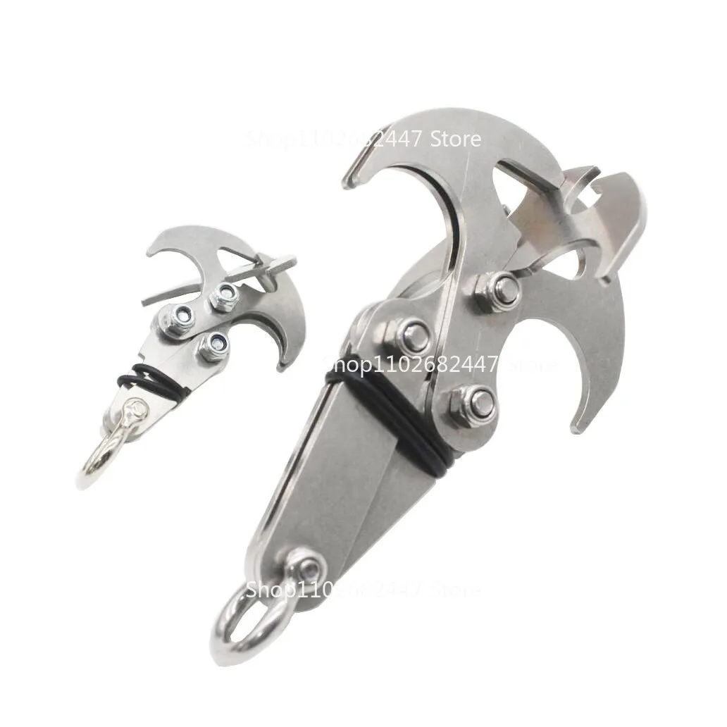 Outdoor Mountaineering Gravity Hook, Stainless Steel Survival Folding Escapement Hook Rock Climbing Flying Tiger Hook Size