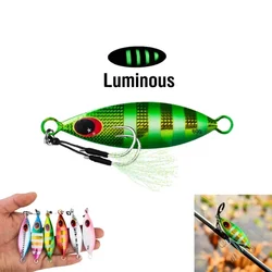 Luminous Artificial Fishing Lures, Lento Micro Jig, Gabarito de água salgada, Cranking Leadfish, Isca dura, Mar Pesca Jigs, 10g, 20g, 30g, 40g, 60g
