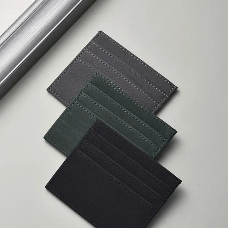 

Кошелек-кардхолдер из замши, тонкий, с несколькими отделениями, портативный, для карт и монет, мужской и женский, мини-кошелек для мелочи, кожаный, для отдыха