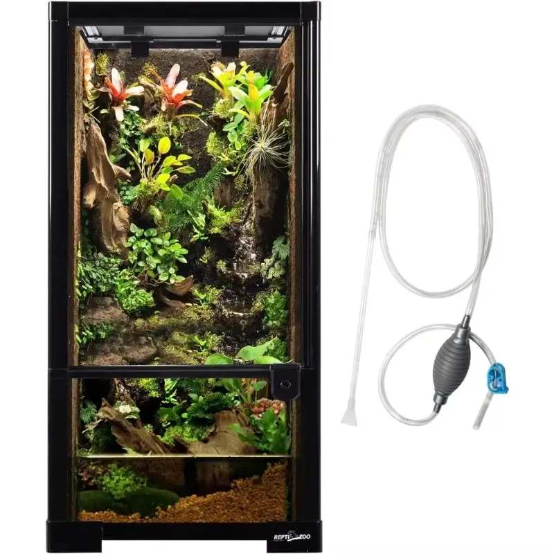 

Hot Sale.15 Gallon Full Glass Reptile Terrarium 12" x 12" x 24" Knock-Down Glass Tank and Siphon Gravel Cleaner Se