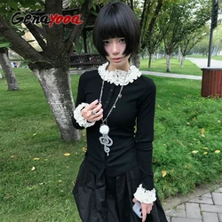 Genayooa Harajuku Sweater Women Slim Patchwork Y2k Fairycore Sweet Cardigan Winter Knit Sweater Coats Aesthetic Japanese 2000s