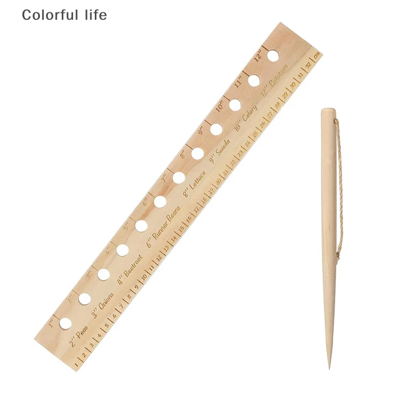 

Seeding Spacing Ruler With Holes And Plant Dibber, Plant Spacer Folding Ruler, Spacer Tool Seeder Planting Ruler