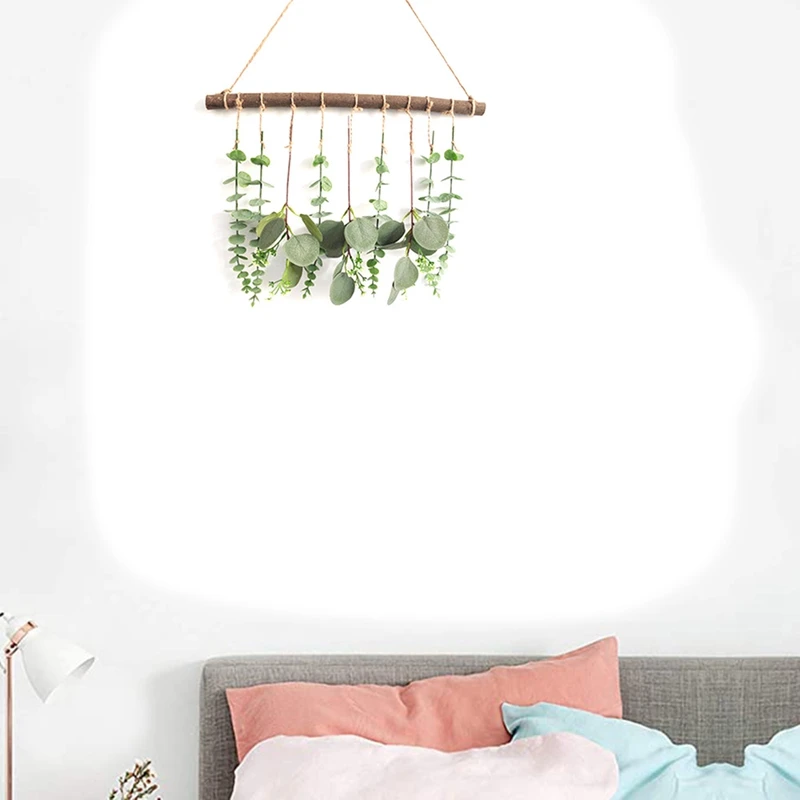 Artificial Eucalyptus Wall Hanging Decor-Fake Eucalyptus Leaves Greenery Farmhouse Rustic Wall Hanging For Wedding